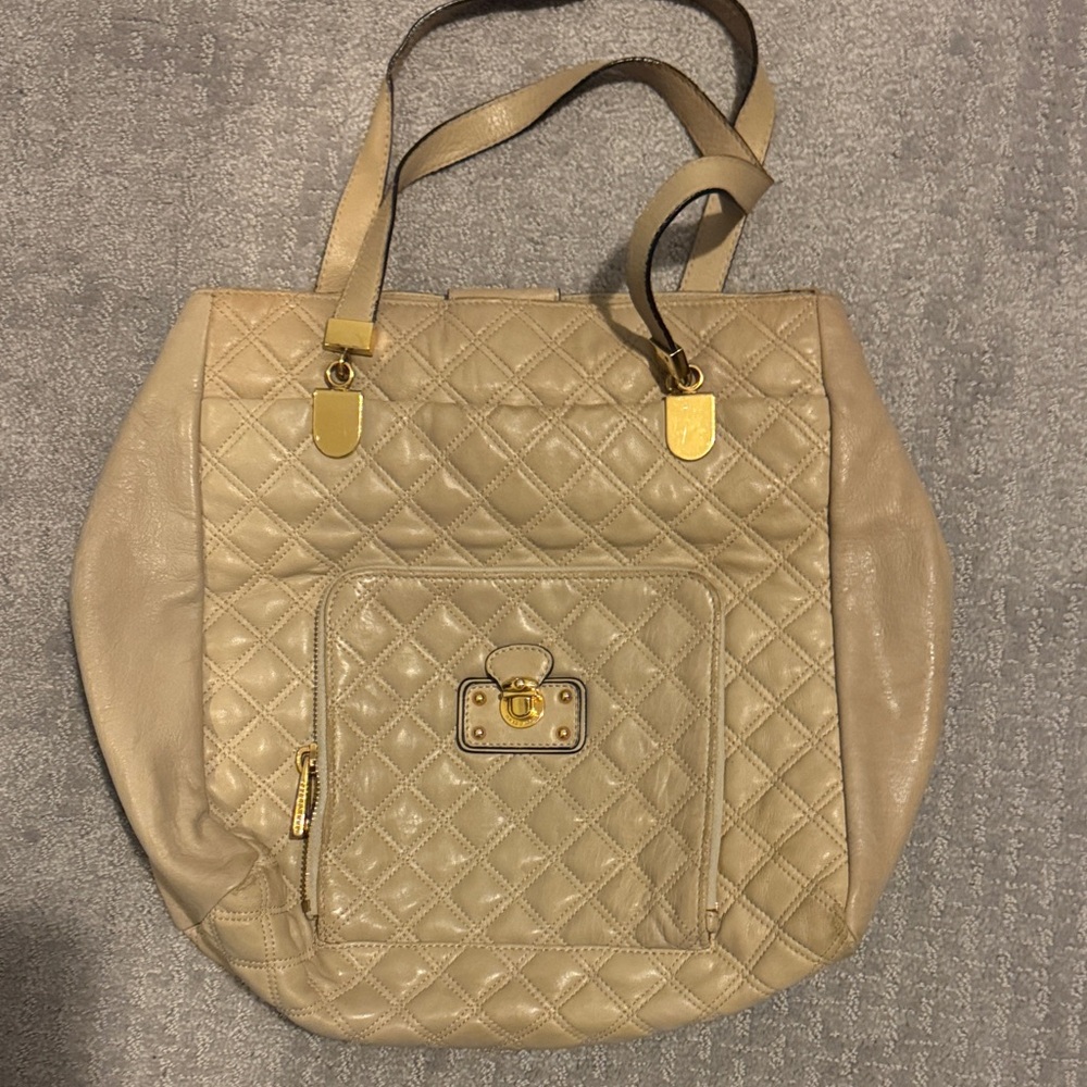 Marc Jacobs Beige Quilted Tote with Gold Hardware